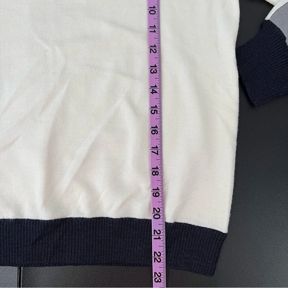 Ecru Colorblock Checkered Sleeve Sweater Size S - Picture 7 of 7